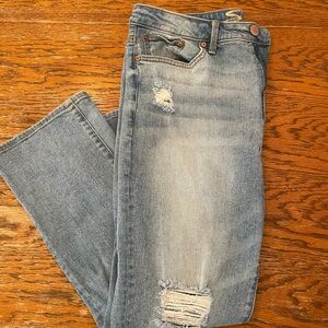 Seven7 Light Blue Distressed Cropped Jeans Size 10